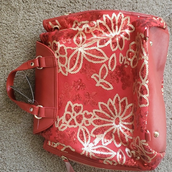 NWT! Joan Boyce sequined backpack bag with detachable & adjustable straps - Picture 5 of 7